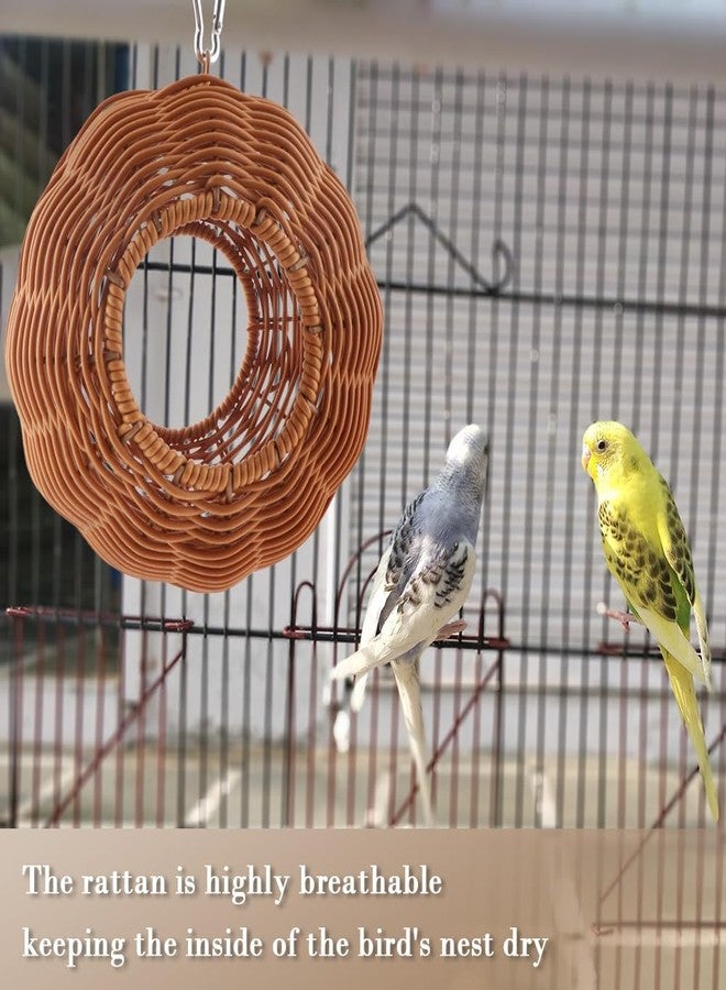 VTurboWay Bird Rattan Nest Chew Resistant Nest Hanging House Parrot Breeding Hideout for Bird Parrot Cockatiel Budgie Parakeet Finch Canary (Double Entrance) - Image 3